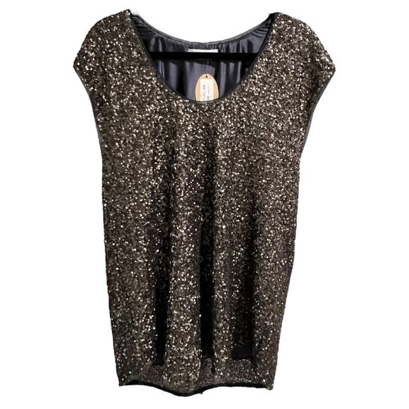 Megan Park Pewter Fully Sequined Sleeveless Top Size 3 (US 10) Retails $585 GLAM - Picture 1 of 10